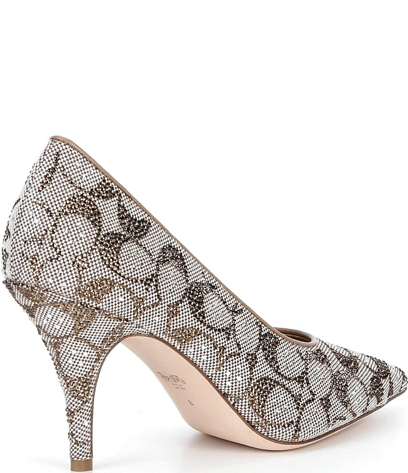 COACH Daisy Crystal Signature Jacquard High Heel Pumps