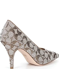 COACH Daisy Crystal Signature Jacquard High Heel Pumps