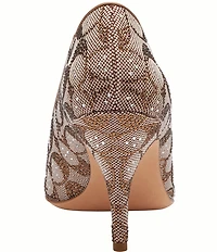 COACH Daisy Crystal Signature Jacquard High Heel Pumps