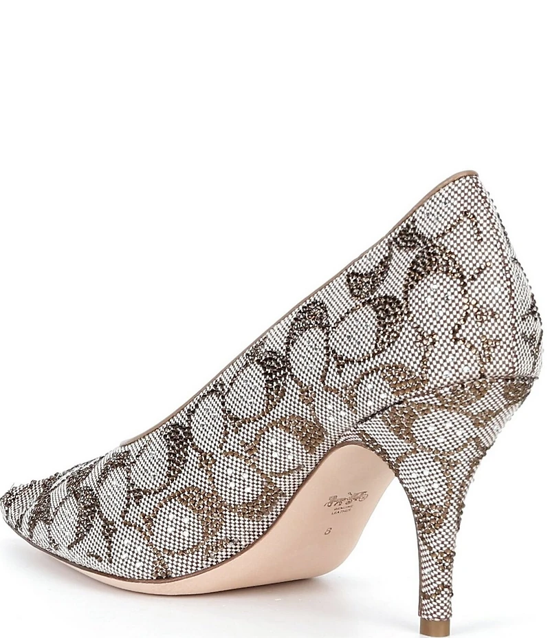 COACH Daisy Crystal Signature Jacquard High Heel Pumps