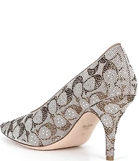 COACH Daisy Crystal Signature Jacquard High Heel Pumps