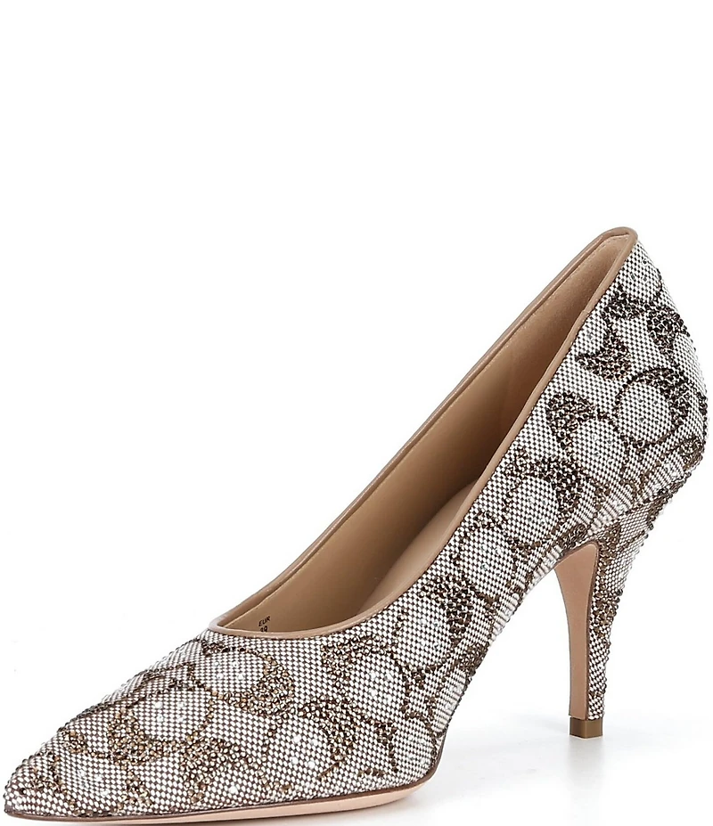 COACH Daisy Crystal Signature Jacquard High Heel Pumps
