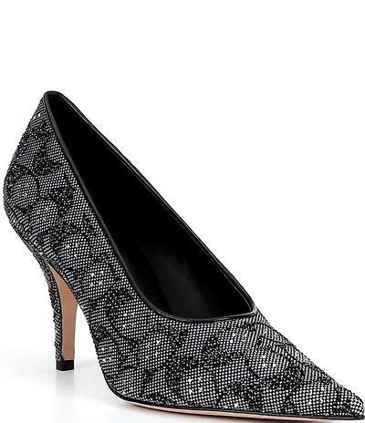 COACH Daisy Crystal Signature Jacquard High Heel Pumps