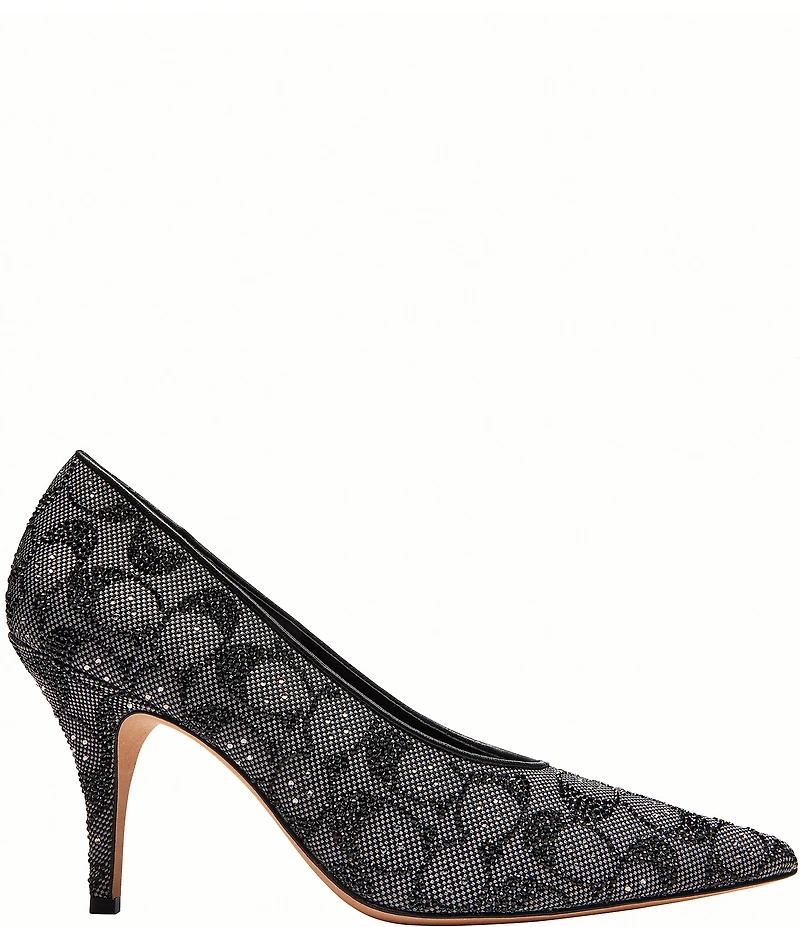 COACH Daisy Crystal Signature Jacquard High Heel Pumps