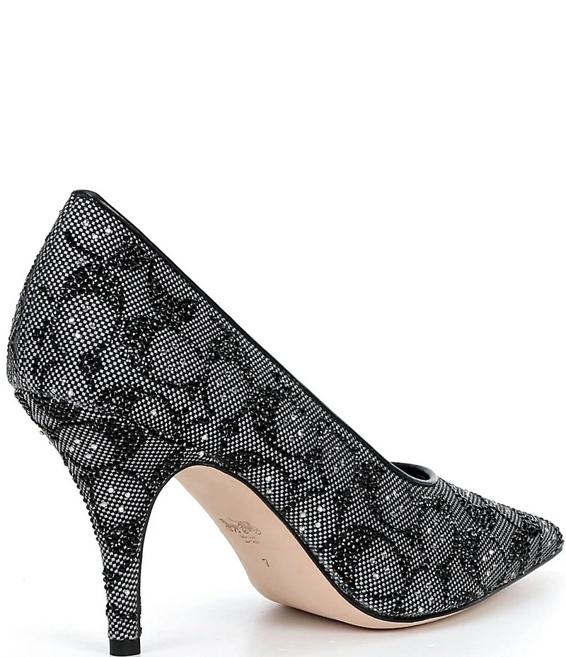 COACH Daisy Crystal Signature Jacquard High Heel Pumps