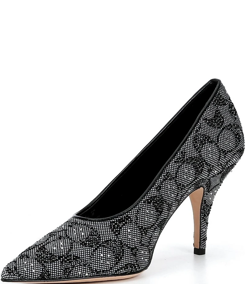 COACH Daisy Crystal Signature Jacquard High Heel Pumps