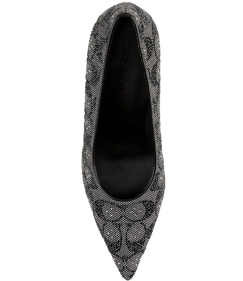 COACH Daisy Crystal Signature Jacquard High Heel Pumps