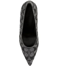 COACH Daisy Crystal Signature Jacquard High Heel Pumps