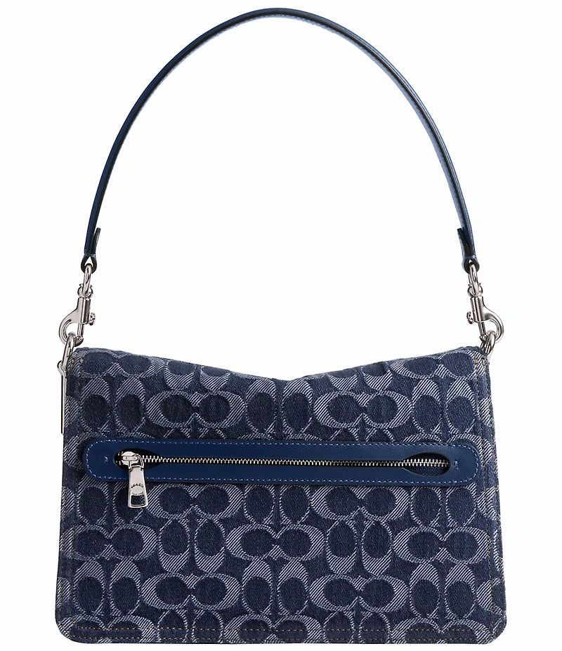 COACH Tabby Denim Logo Chain Shoulder Bag