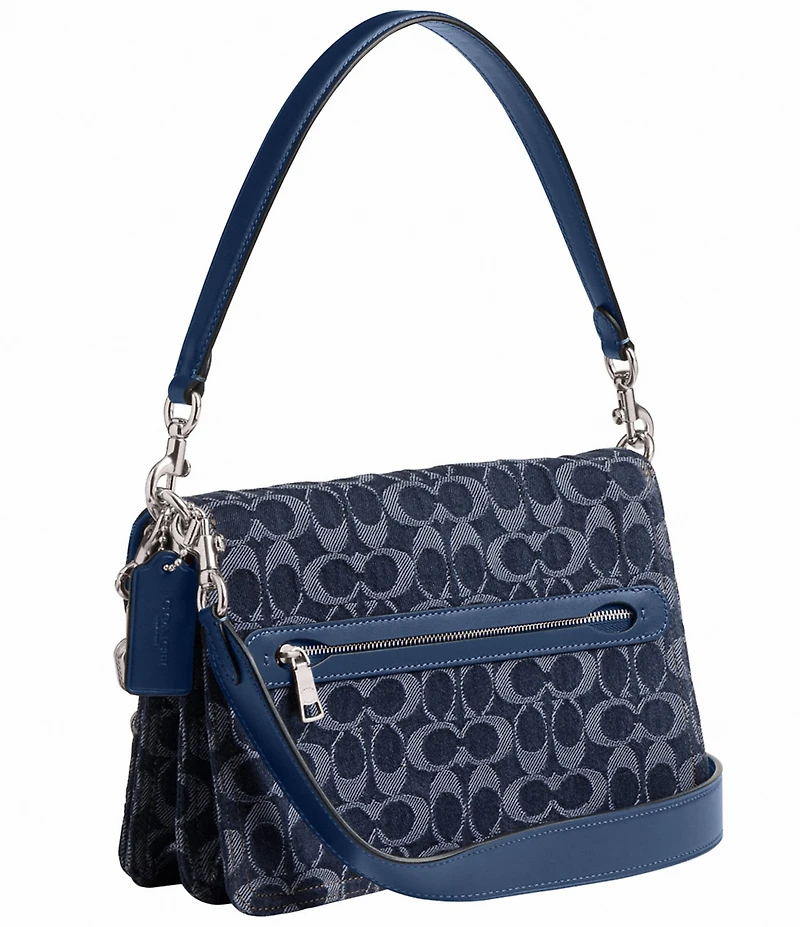 COACH Tabby Denim Logo Chain Shoulder Bag