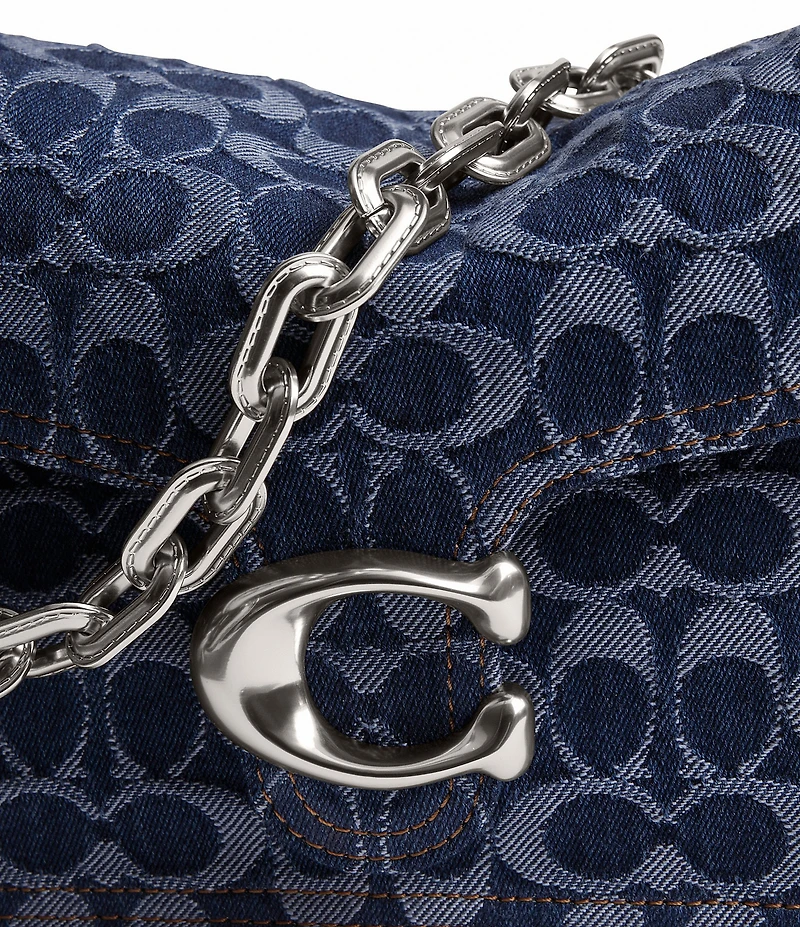 COACH Tabby Denim Logo Chain Shoulder Bag