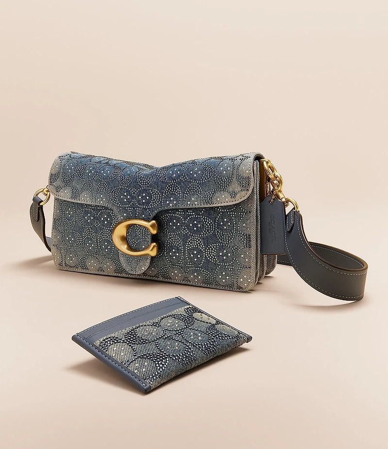 COACH Denim Crystal Signature Essential Card Case
