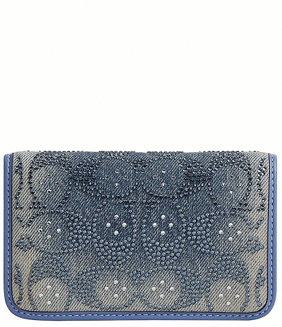 COACH Denim Crystal Signature Essential Slim Card Case