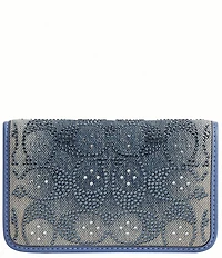 COACH Denim Crystal Signature Essential Slim Card Case