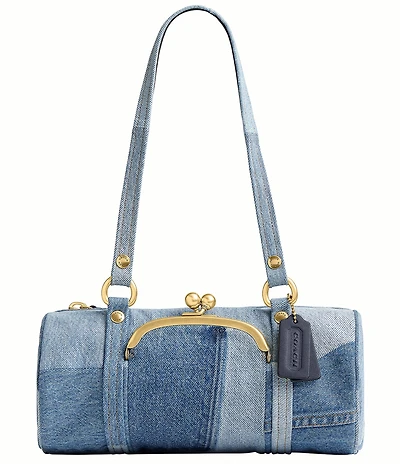 COACH Denim Kisslock Barrel Shoulder Bag 28