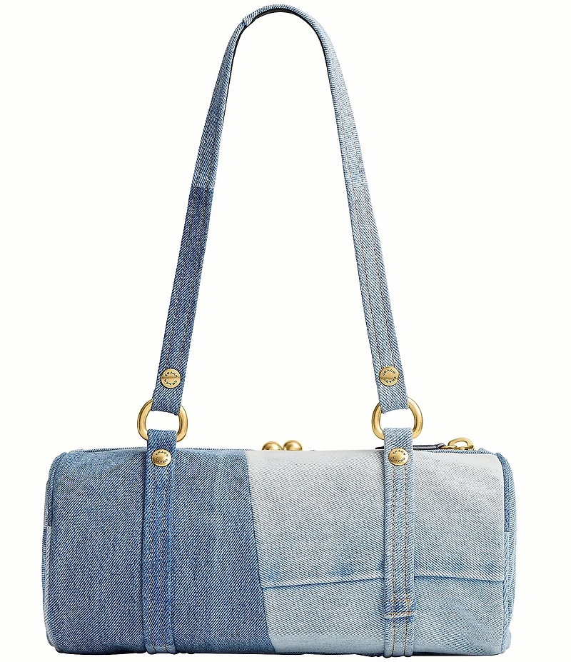 COACH Denim Kisslock Barrel Shoulder Bag 28