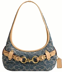 COACH Denim Signature Belted Ergo Small Shoulder Bag