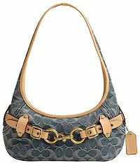 COACH Denim Signature Belted Ergo Small Shoulder Bag