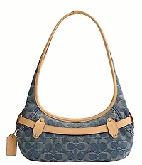 COACH Denim Signature Belted Ergo Small Shoulder Bag