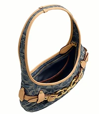 COACH Denim Signature Belted Ergo Small Shoulder Bag