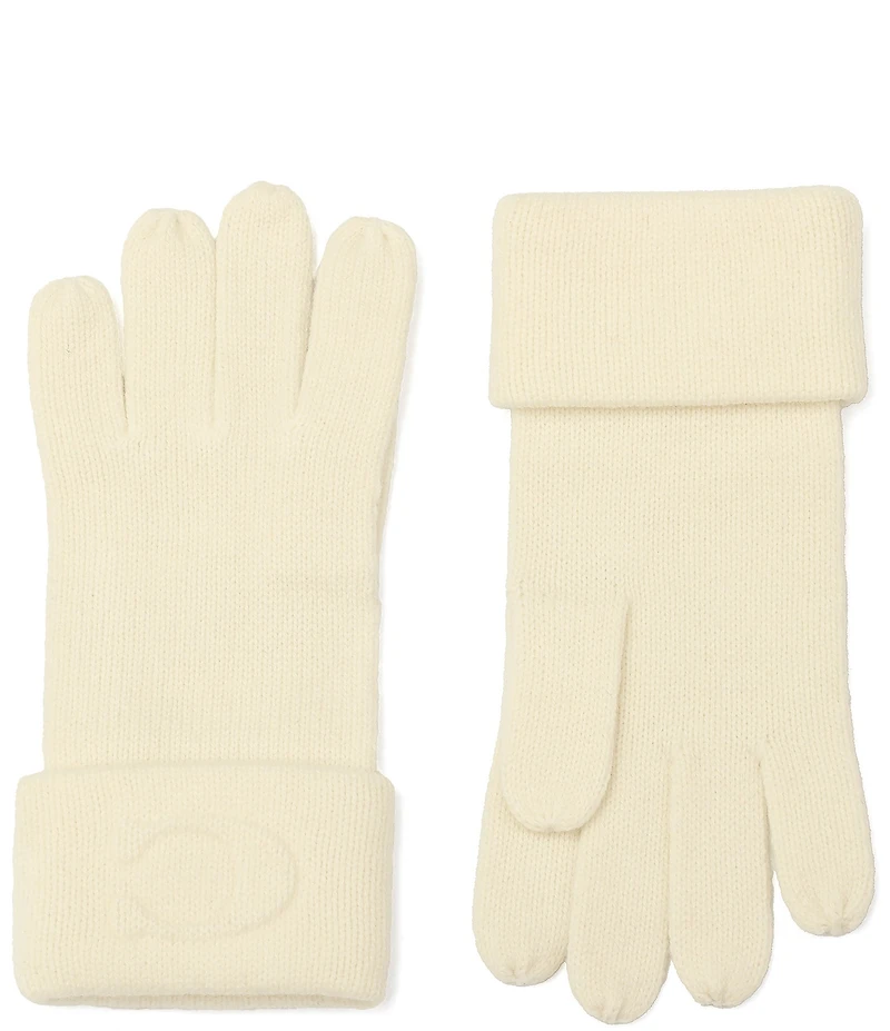 COACH Embossed C Traditional Five Finger Knit Gloves