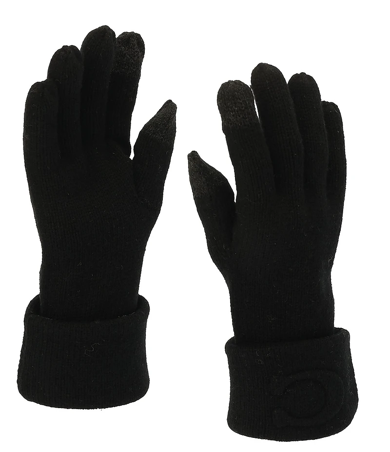 COACH Embossed C Traditional Five Finger Knit Gloves