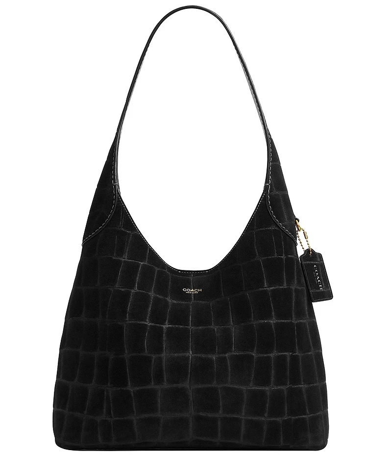 COACH Embossed Croc Suede Brooklyn 28 Hobo Tote Bag