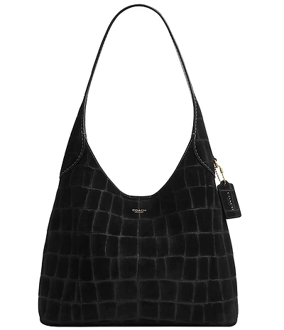 COACH Embossed Croc Suede Brooklyn 28 Hobo Tote Bag