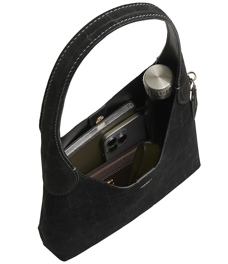 COACH Embossed Croc Suede Brooklyn 28 Hobo Tote Bag