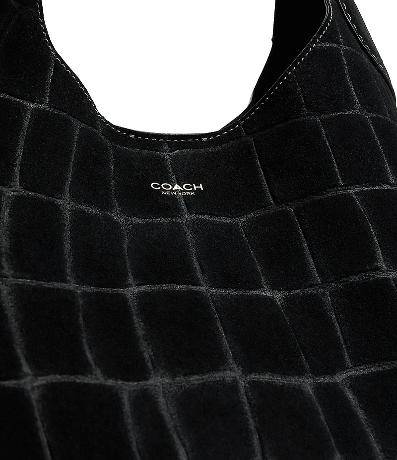 COACH Embossed Croc Suede Brooklyn 28 Hobo Tote Bag