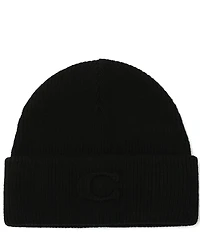 COACH C Embossed Ribbed Knit Beanie