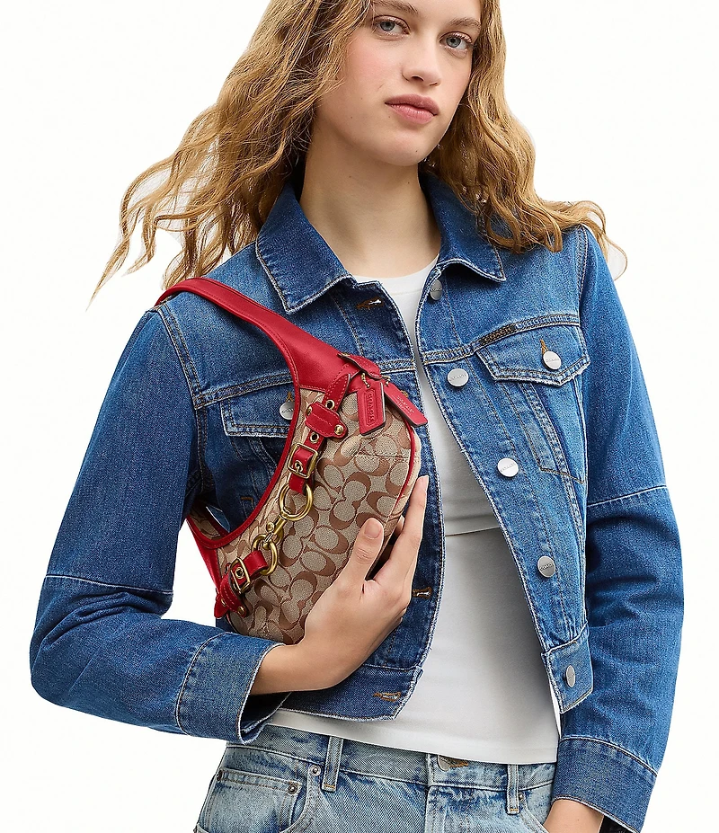 COACH Ergo Signature Logo Belted Canvas Shoulder Bag
