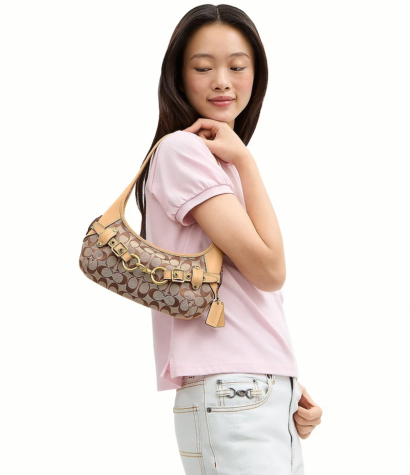 COACH Ergo Signature Logo Belted Canvas Shoulder Bag