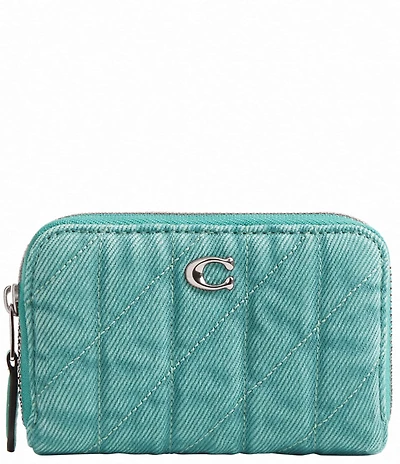 COACH Essential Denim Small Zip Around Card Case