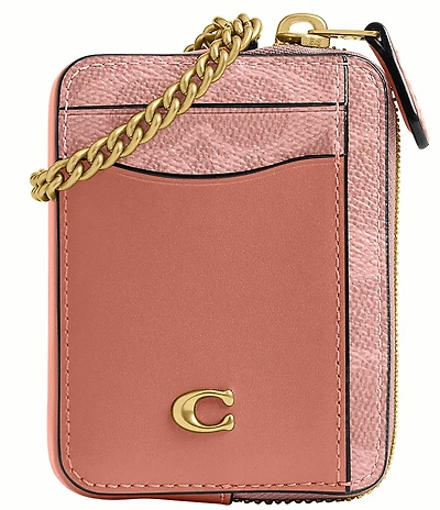 COACH Essential Signature Canvas Chain Card Case