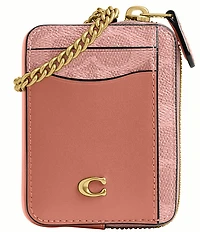 COACH Essential Signature Canvas Chain Card Case