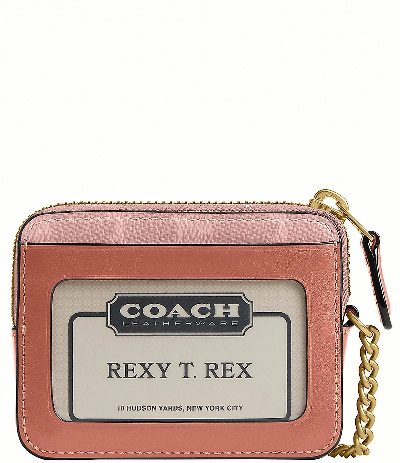 COACH Essential Signature Canvas Chain Card Case