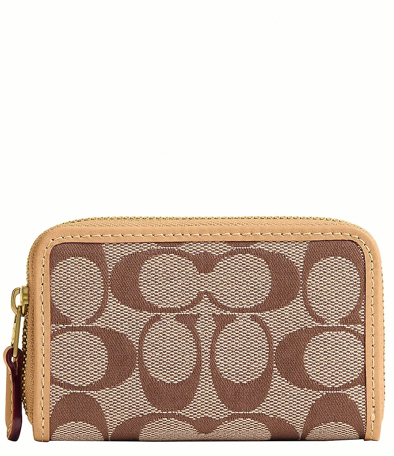 COACH Essential Small Zip Around Signature Jacquard Card Case