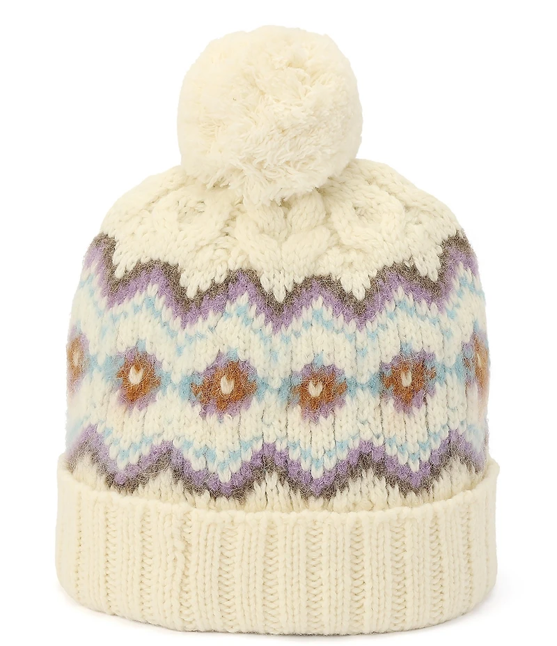 COACH Fair Isle Knit Pom Beanie