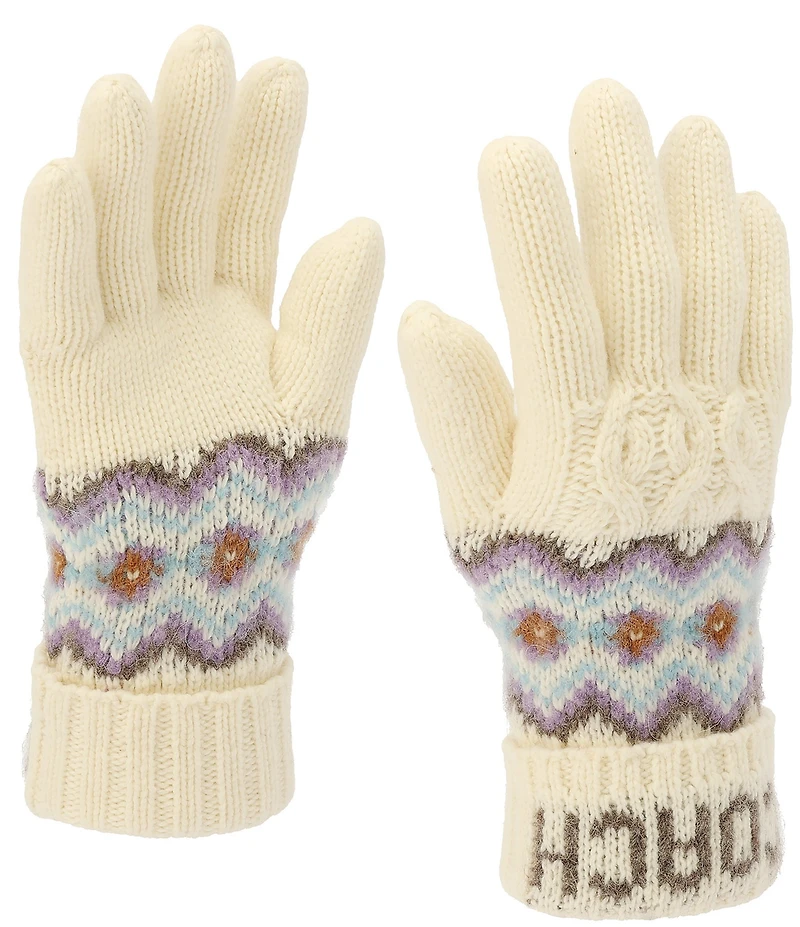 COACH Fair Isle Knit Traditional Five Finger Gloves