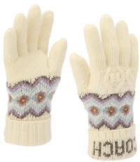 COACH Fair Isle Knit Traditional Five Finger Gloves