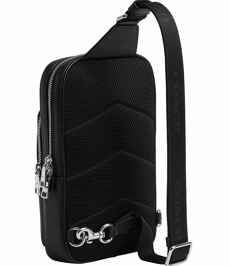 COACH Felix Canvas Cross Grain Leather Logo Sling Bag