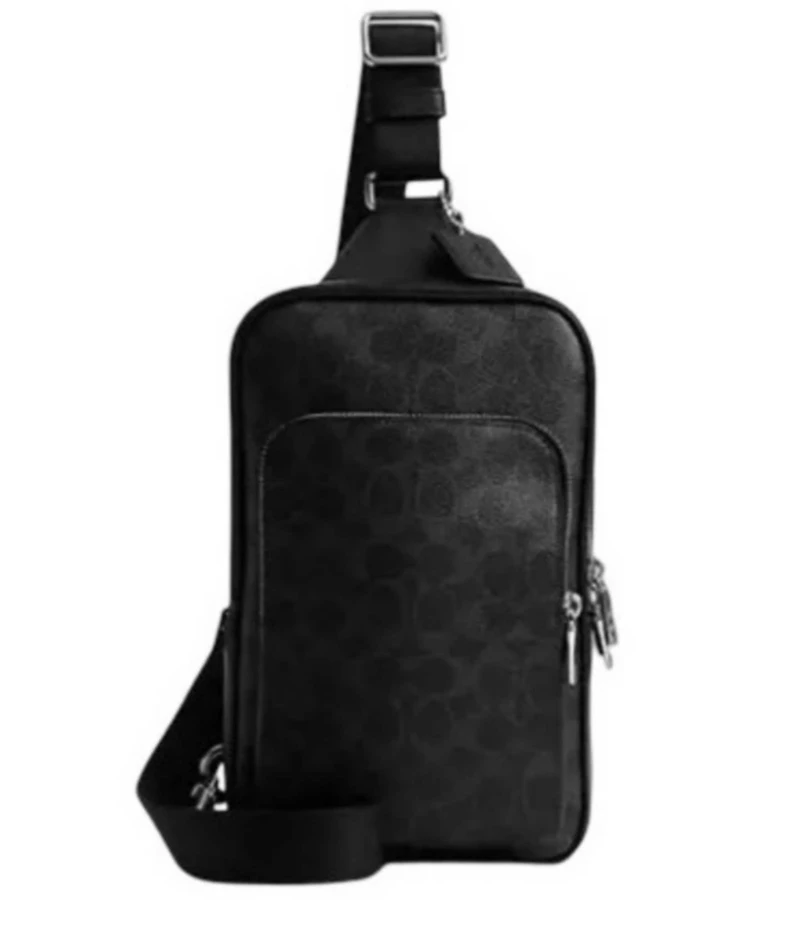 COACH Felix Canvas Cross Grain Leather Logo Sling Bag