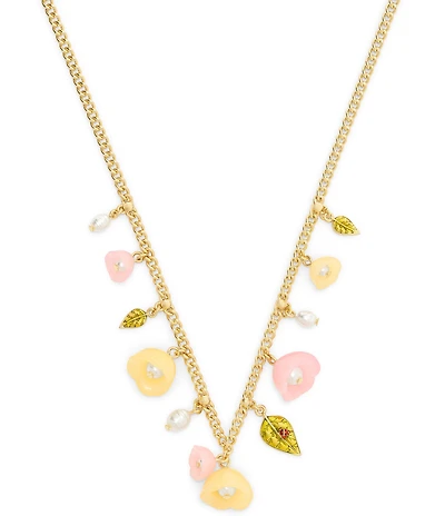 COACH Floral Statement Bib Short Pendant Necklace