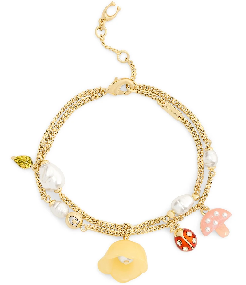 COACH Floral Statement Charm Line Bracelet