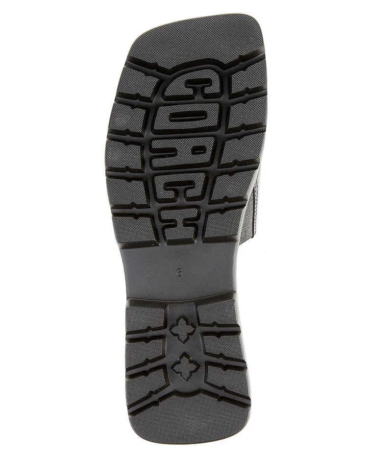 COACH Florence Leather Signature Logo Slide Sandals