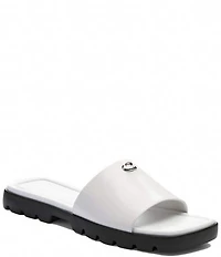 COACH Florence Leather Signature Logo Slide Sandals