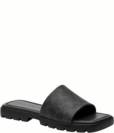 COACH Florence Signature Logo Coated Canvas Slide Sandals