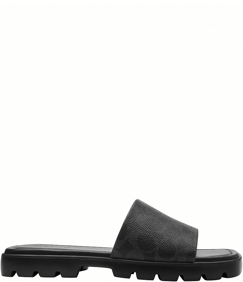 COACH Florence Signature Logo Coated Canvas Slide Sandals