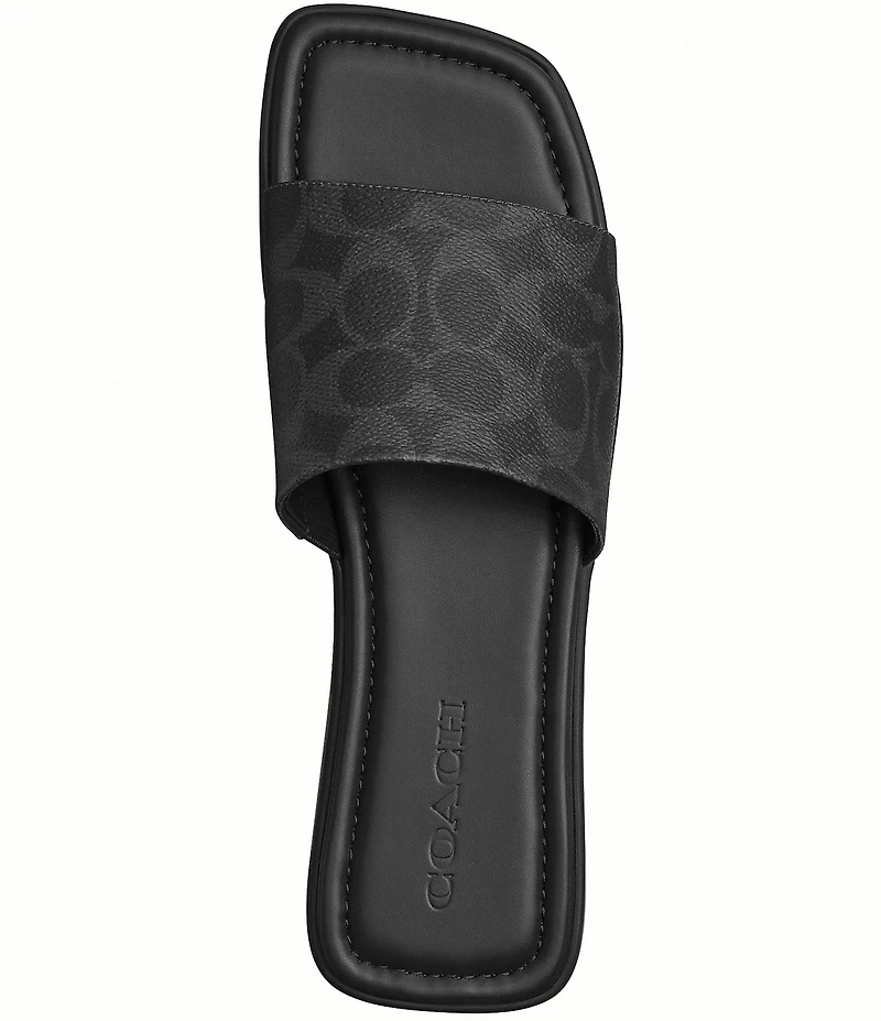 COACH Florence Signature Logo Coated Canvas Slide Sandals